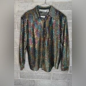 Vintage Made-in-Korea Iridescent Sequin Button-Up (Yves St. Clair Petites, 12P)